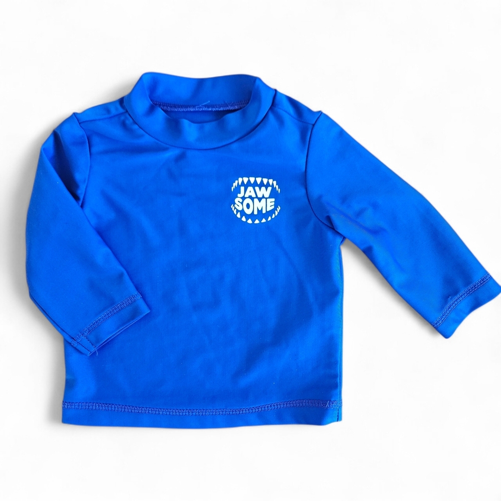 5/$25 Carter’s Baby Boys Rash Guard Swim Top Blue “Jaw-Some” Size 3M